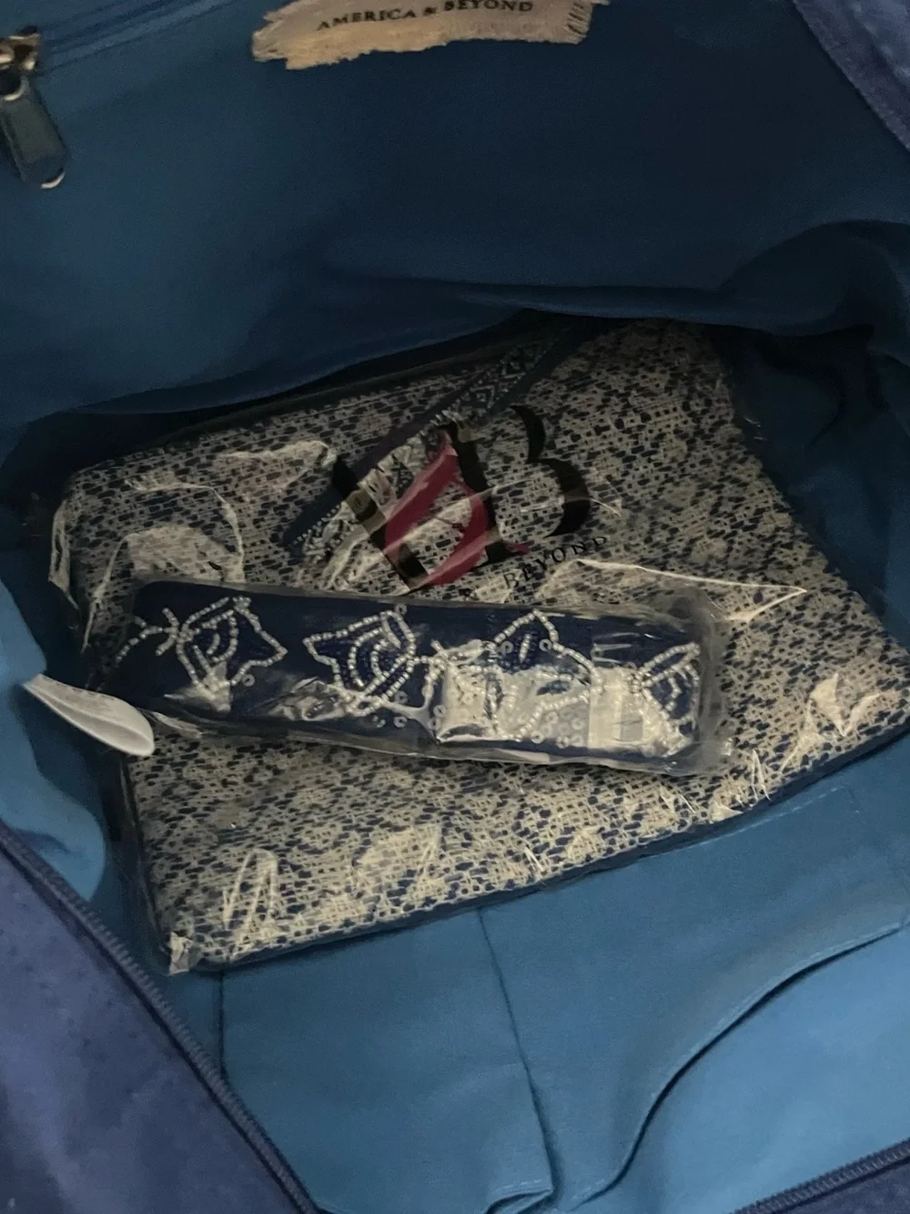 America & Beyond Tote With Bag Strap and Pouch oriental Blue